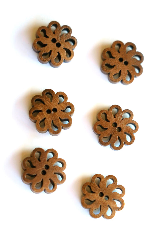 Teardrop Flower Wooden Buttons