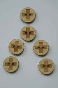 Engraved Cross Bamboo Buttons - Medium