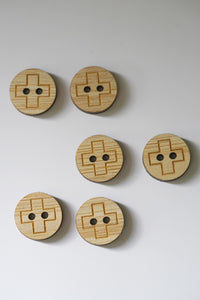 Outline Cross Bamboo Buttons - Small