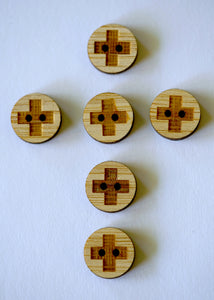 Engraved Cross Bamboo Buttons - Small