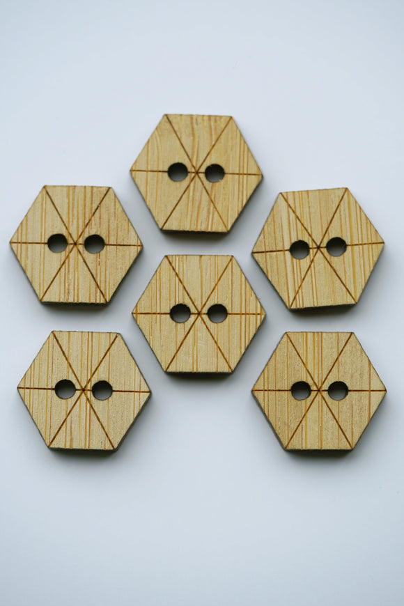 Hexagon Bamboo Buttons - Medium